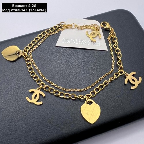 Браслет мед.сталь14К 10425 (17+4 см.)